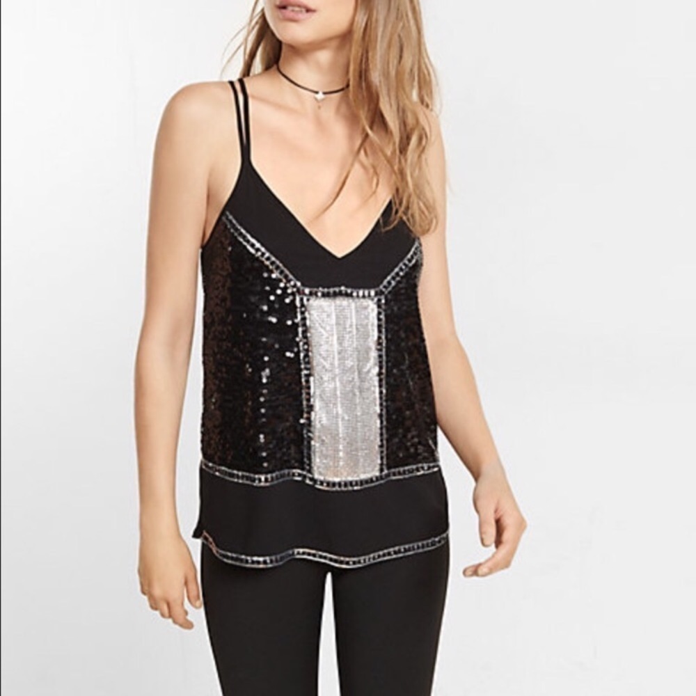 Express sequin embellished strappy Back tank